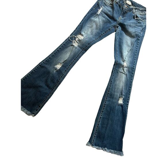 Litz Blue‎ Denim Distressed Frayed Hem Jeans Size 26 Low Rise Womens ripped - Picture 3 of 10